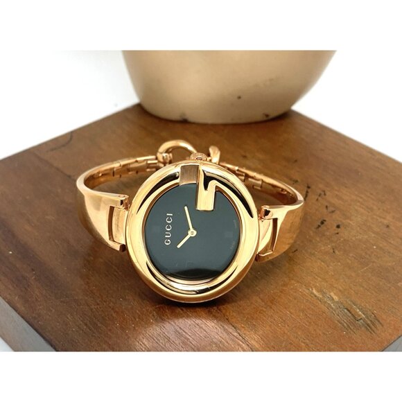 Gucci Women's Watch YA134509 Guccissima Swiss Quartz Rose Gold Black Dial 36mm - Picture 8 of 14